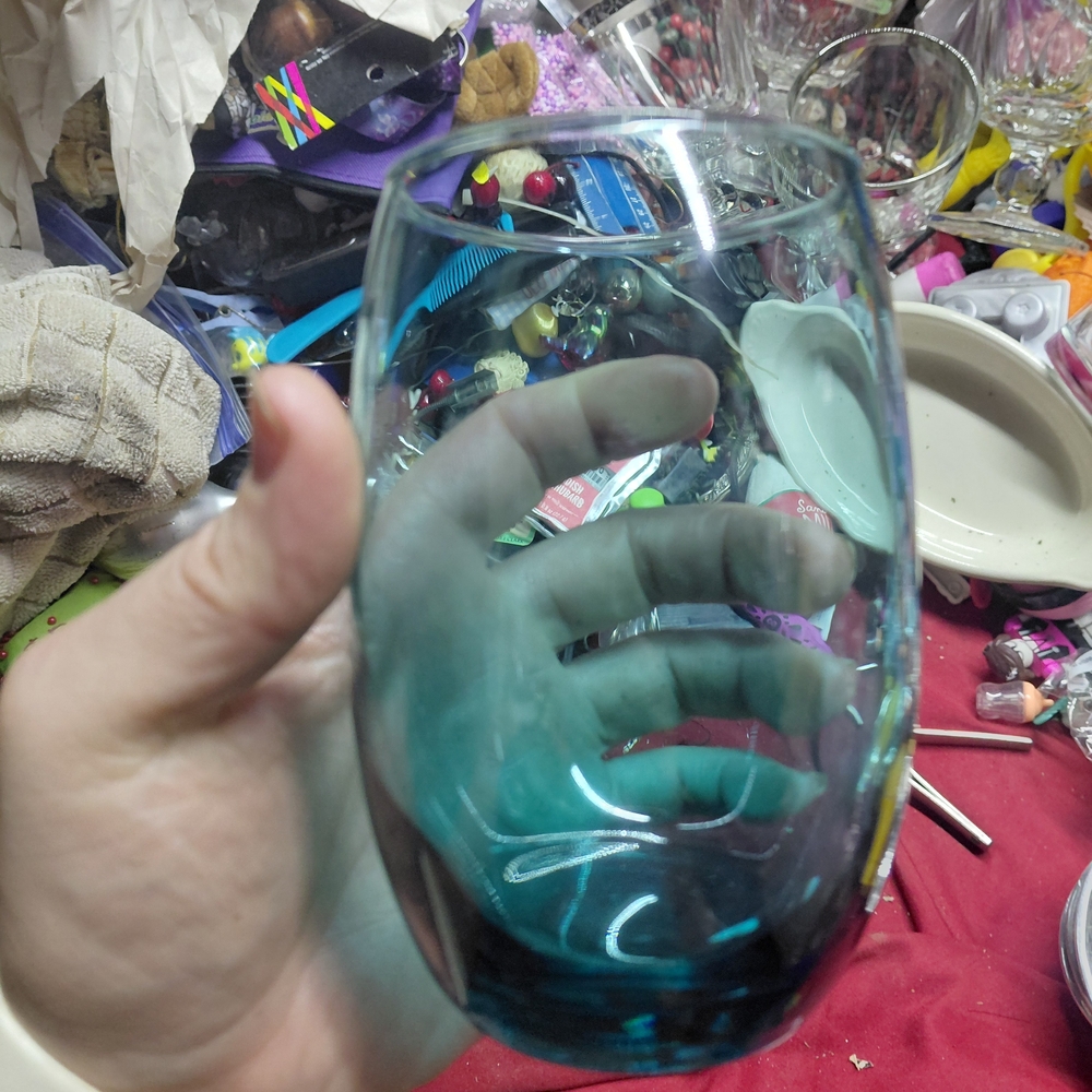Blue Glass Stemless Wine Tumbler - Unbranded